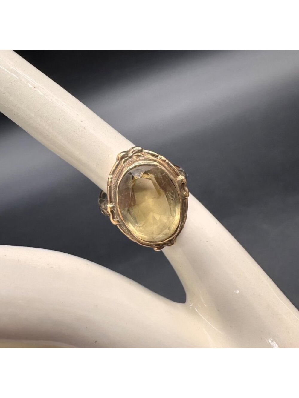 Vintage Citrine Ring 14k Gold Oval Size 5 Cocktail Statement Estate Jewelry